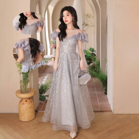 送料無料ドレス 大人 お呼ばれ 韓国風 高級感 洋服 姫系 Aライン ロングドレス 編み上げ スパンコール フォーマル エレガント レディースママ パーティードレス コンクール イブニングドレス 結婚式 演奏会ドレス ピアノ 発表 披露宴 花嫁 宴会 XS S M L XL XXL XXXL