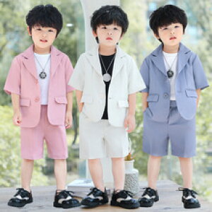 夏用 格好いい 送料無料 ジュニア 男の子 フォーマル 入学式 キッズスーツ 子供 男児 スーツセット キッズ こども 結婚式 発表会 卒園式 卒業式 お宮参り ショート丈ズボン 半袖ジャケット