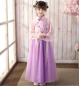 超可愛い 子供 チャイナ服 キッズ 結婚式 子供服 女の子 中華服 フォーマル マキシ丈ワンピース+羽織 ピアノ 発表会 イベント プリンセス チャイナドレス 森ガール 演出 卒業式 三五七 入学