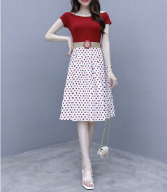 楽天市場 水玉 ワンピース 赤の通販