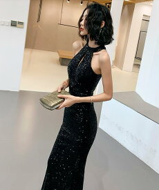 楽天市場 イブニングドレス ホルターネックの通販