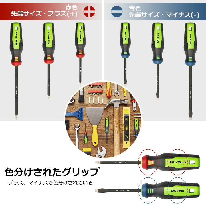楽天市場】Huepar ドライバーセット ねじまわし 6本組 マグネット付 