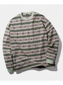 RESERVOIR STRIPE L/S TEE HUF ハフ ロンT HUF ハフ トップス カットソー・Tシャツ グレー グリーン【送料無料】[Rakuten Fashion]