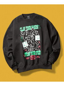 EVERYBODY GET LOOSE CREW / HUF ハフ スウェット トレーナー HUF ハフ トップス スウェット・トレーナー グレー ブラック【送料無料】[Rakuten Fashion]