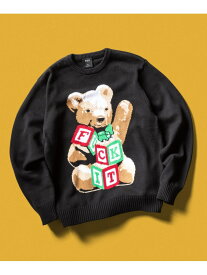 GIFT BEAR INTARSIA SWEATER / HUF ハフ セーター ニット HUF ハフ トップス ニット ブラック【送料無料】[Rakuten Fashion]