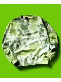 TIE DYE 89 LOGO CREWNECK SWEATSHIRT / HUF ハフ ロゴ スウェット トレーナー HUF ハフ トップス スウェット・トレーナー ネイビー グリーン【送料無料】[Rakuten Fashion]