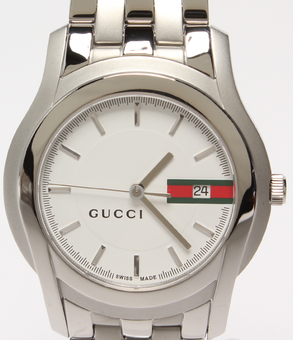 ファッションなデザイン ホワイト クオーツ 腕時計 グッチ 中古 美品 5500xl Gucci メンズ メンズ腕時計 Www Rtd Dj