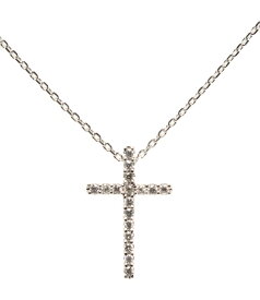 【中古】美品 スタージュエリー ネックレス K18 ダイヤ 0.05ct クロスモチーフ レディース STAR JEWELRY