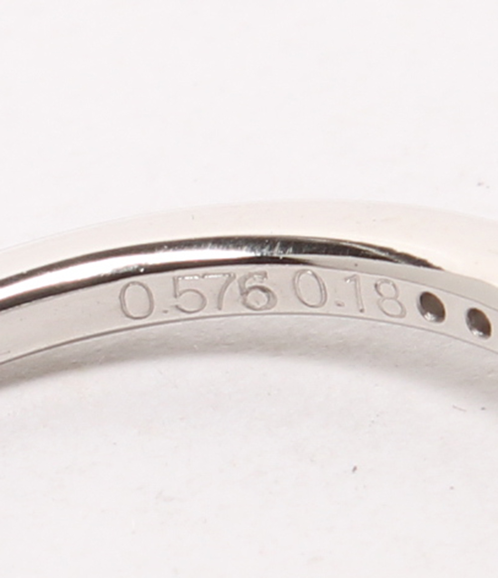 予約予約美品 リング 指輪 Pt900 ダイヤ0.575ct(E-SI2-EX-N) 0.18ct レディース SIZE 15号 レディースジュエリー・ アクセサリー