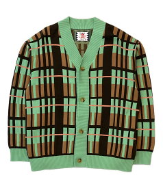 【中古】 サノバチーズ 長袖カーディガン Vネック BY別注 Bulky Check Cardigan SC2311-KN01 メンズ SIZE L SON OF THE CHEESE