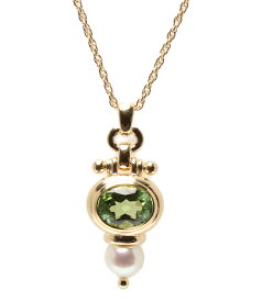 【中古】美品 ミキモト ネックレス K18 グリーントルマリン2.41ct アコヤパール7.5mm レディース MIKIMOTO