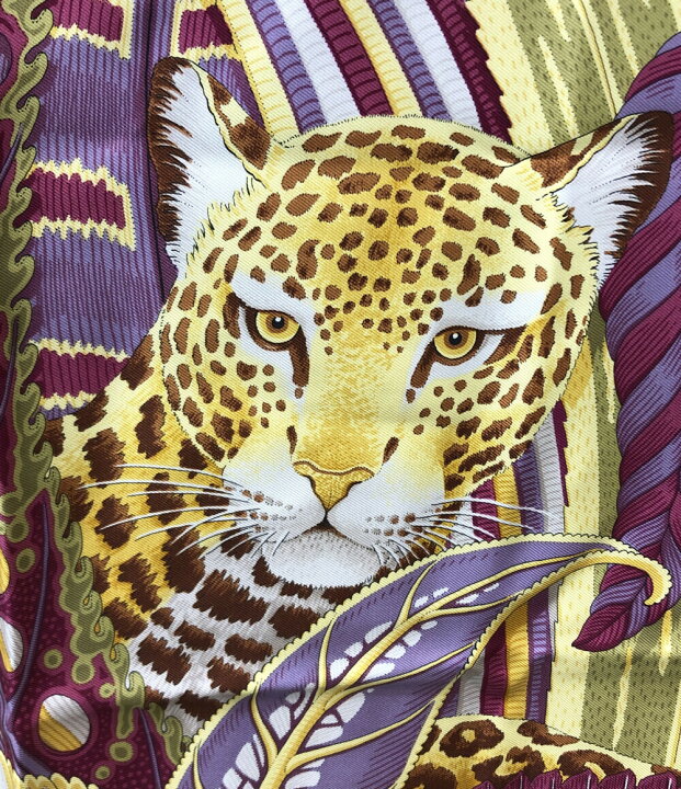 フェラガモ スカーフ ヒョウ シルク 虎 大判 ピンク イエロー 中古  