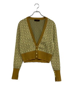 【中古】美品 キャバン カーディガン 総柄 イエロー 39-02-21-02012 レディース SIZE F CABaN