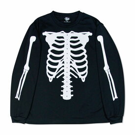 HXB DRY Long Sleeve Tee【SKELETON】 BLACK×WHITE バスケットボール スケルトン ドライロンTEE