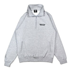 HXB SWEAT HALF ZIP �yTHE CIRCLE�z GRAY×WHITE �@�o�X�P�b�g�{�[�� �X�E�F�b�g �n�[�t�W�b�v