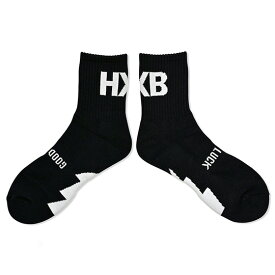 HXB "GOOD LUCK SOCKS" 【MID LOGO】 BLACK×WHITE バスケットボール グッドラック ソックス 靴下
