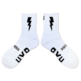 HXB "GOOD LUCK SOCKS"【FLASH】WHITE×BLACK バスケットボール グッドラック ソックス 靴下