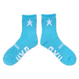 HXB "GOOD LUCK SOCKS"【STAR 2.0】MINT BLUE×WHITE バスケットボール 星柄 グッドラック ソックス 靴下