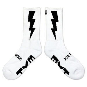 HXB "GOOD LUCK SOCKS"�yTHUNDER 2.0�z WHITE×BLACK �o�X�P�b�g�{�[�� �O�b�h���b�N �\�b�N�X �C��