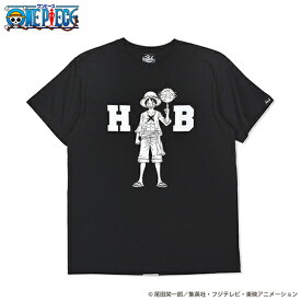 HXB×ONE PIECE "コットンTシャツ" 【Luffy】 ブラック×オフホワイト / ワンピース公式 オフィシャルコラボレーション ルフィ