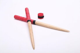 送料無料【逆鱗】太鼓の達人　マイバチ　交換用グリップ付き（二重巻き、魔改造可能です！）テーパー　赤色　超硬材/ゴムの木/木製バット素材反発力が自慢！20ミリ-350ミリ赤青空黄紫藍黒もあります