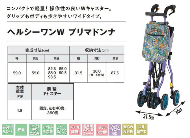 楽天市場】シルバーカー 【ウィズワン(象印ベビー) ヘルシーワンW プリ 