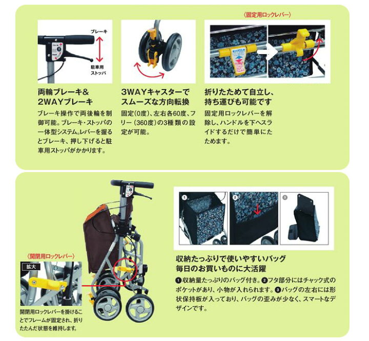 楽天市場】シルバーカー 【島製作所 四輪歩行車 シンフォニーSP スリム 