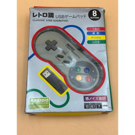【未使用】BUFFALO USBゲームパッド 8ボタン スーパーファミコン風 グレー