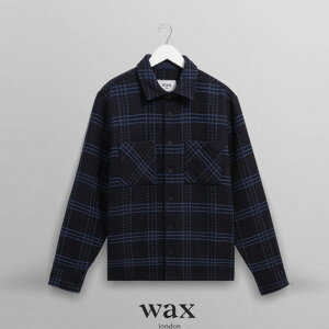 �ySALE 30��OFF�zwaxlondon�i���b�N�X�����h���jWHITING OVERSHIRT | SKATE CHECK�@AW25-OSH-WHI-BWX-NBU�@�W���P�b�g�@�A�E�^�[�@�`�F�b�N�@�K�E��