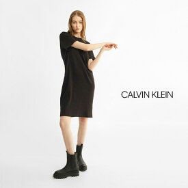 【SALE 30％OFF】Calvin Klein（カルバンクライン）Tシャツドレス　ワンピース　J219857　BADGE T-SHIRT DRESS　ウィメンズ　レディース　半袖