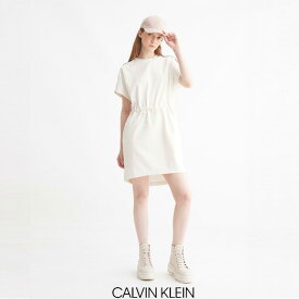 【SALE 20％OFF】Calvin Klein (カルバンクライン)T シャツ ドレス　 A-LOGO TAPE WAISTED　J220579　 ウィメンズ　ワンピース