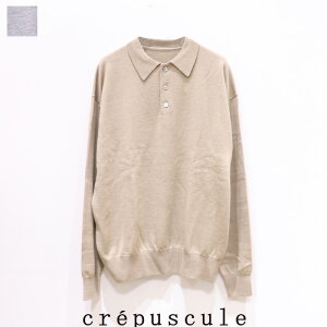 �ySALE 50��OFF�zcrepuscule�i�N���v�X�L���[���jWOOL POLO L/S�@2203-007�@�E�[���|�������O�X���[�u�@�j�b�g�@���f�B�[�X�@����