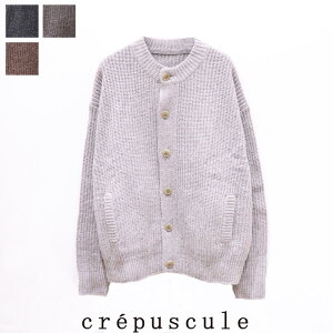 �ySALE 50��OFF�zcrepuscule�i�N���v�X�L���[���j���[�Q�[�W�N���[�l�b�N�J�[�f�B�K���@2203-010�@LOWGAGE CREW NECK CD�@�j�b�g�@�I�[�o�[�T�C�Y�@���j�Z�b�N�X