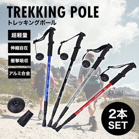 トレッキングポール 2本セット I型 軽量 アルミ製 伸縮 長さ調整 コンパクト ステッキ ストック 登山用杖 登山杖 登山 ハイキング ウォーキング トレッキング