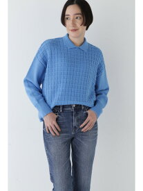 【SALE／55%OFF】◆バルキーコットン混リンクス柄ポロプルオーバー human woman ヒューマン ウーマン トップス ニット ホワイト ブルー ネイビー【RBA_E】【送料無料】[Rakuten Fashion]