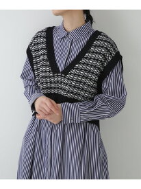 【SALE／55%OFF】◆ジャカードVネックベスト human woman ヒューマン ウーマン トップス ニット ネイビー ベージュ【RBA_E】【送料無料】[Rakuten Fashion]