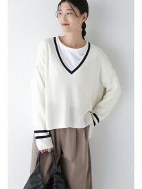 【SALE／55%OFF】◆2WAYライン入Vネックプルオーバー human woman ヒューマン ウーマン トップス ニット ネイビー ホワイト【RBA_E】【送料無料】[Rakuten Fashion]