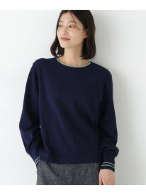 ◆オーガニックコットン混ライン入プルオーバー human woman ヒューマン ウーマン トップス ニット グリーン ホワイト ブルー【送料無料】[Rakuten Fashion]