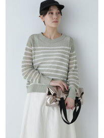 【SALE／55%OFF】◆メッシュボーダーニット human woman ヒューマン ウーマン トップス ニット グリーン【RBA_E】【送料無料】[Rakuten Fashion]
