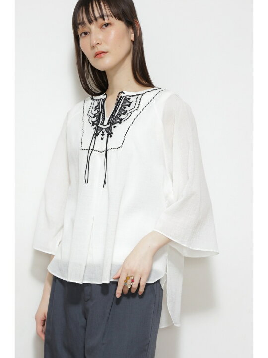 楽天市場】【SALE／50%OFF】◇コットンシャーリング刺繍ブラウス human 
