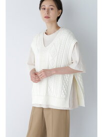 【SALE／55%OFF】◆ケーブル編みニットベスト human woman ヒューマン ウーマン トップス ニット グレー ホワイト カーキグリーン【RBA_E】【送料無料】[Rakuten Fashion]