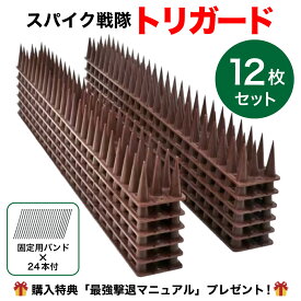 【月間優良ショップ】【撃退本進呈】 スパイク戦隊トリガード 鳥よけスパイク 45cm×12枚セット 固定用バンド24本付属 鳥よけ 鳩よけ ツバメよけ 猫よけ 鳥よけグッズ 鳥 避け グッズ カラスよけ 撃退 対策 最強 ベランダ