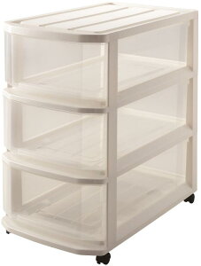 天馬 組立不要の完成品 キャスター付き押し入れ収納ケース フェミーネケース 66-3段 中身が見えやすいクリアの衣装ケース タンス 収納ボックス 【幅39×奥行66×高さ68cm】