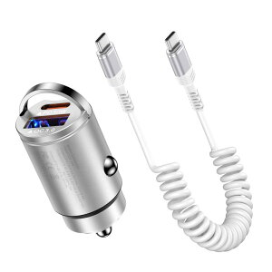 Hootek カーチャージャー シガーソケット USB-C 急速充電器 Type-C 2ポート 30W PDQC3.0対応/USB-CUSB-A/超小型 車 充電器 タイプC 車載充電器 シガレット充電器 12V/24V車対応 iPh