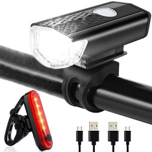 自転車 ライト 自転車ヘッドライト USB充電式 テールライト付き 3つ調光モード LEDヘッドライト ロードバイクライト 高輝度IPX4防水 懐中電灯兼用 停電対応 地震対策 登山 夜釣り