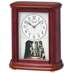 セイコー クロック 置き時計 電波 アナログ 回転飾り 木枠 茶 木地 BY242B SEIKO