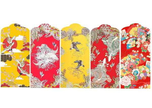 A-Focus 15枚セット 多目的祝儀袋 17.5X9CM 金封 金のポチ袋 お年玉ポチ袋 1万円までお札を折らなくて入れる 5種類デザイン 15枚