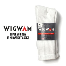 WIGWAM (ウィグワム) S1168 SUPER 60 CREW 3P MIDWEIGHT SOCKS 三足組ソックス 靴下 USA製 スーパー60 WHITE