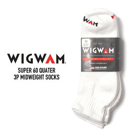 WIGWAM (ウィグワム) S1168 SUPER 60 QUATER 3P MIDWEIGHT SOCKS 三足組ソックス 靴下 USA製 スーパー60 WHITE