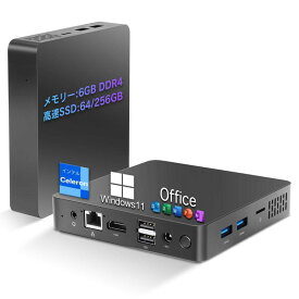 Dobios ミニPC Windows11 MS Office 2019 6GB DDR4 インテル Celeron N 最大2.4GHz 静音 省スペース小型pc Mini pc HDMI+VGAポート 高速5G Wi-Fi Biuetooth 省電力 ミニパソコン